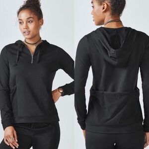 Fabletics Gigi Black Pullover Hoodie Quarter Zip XSmall